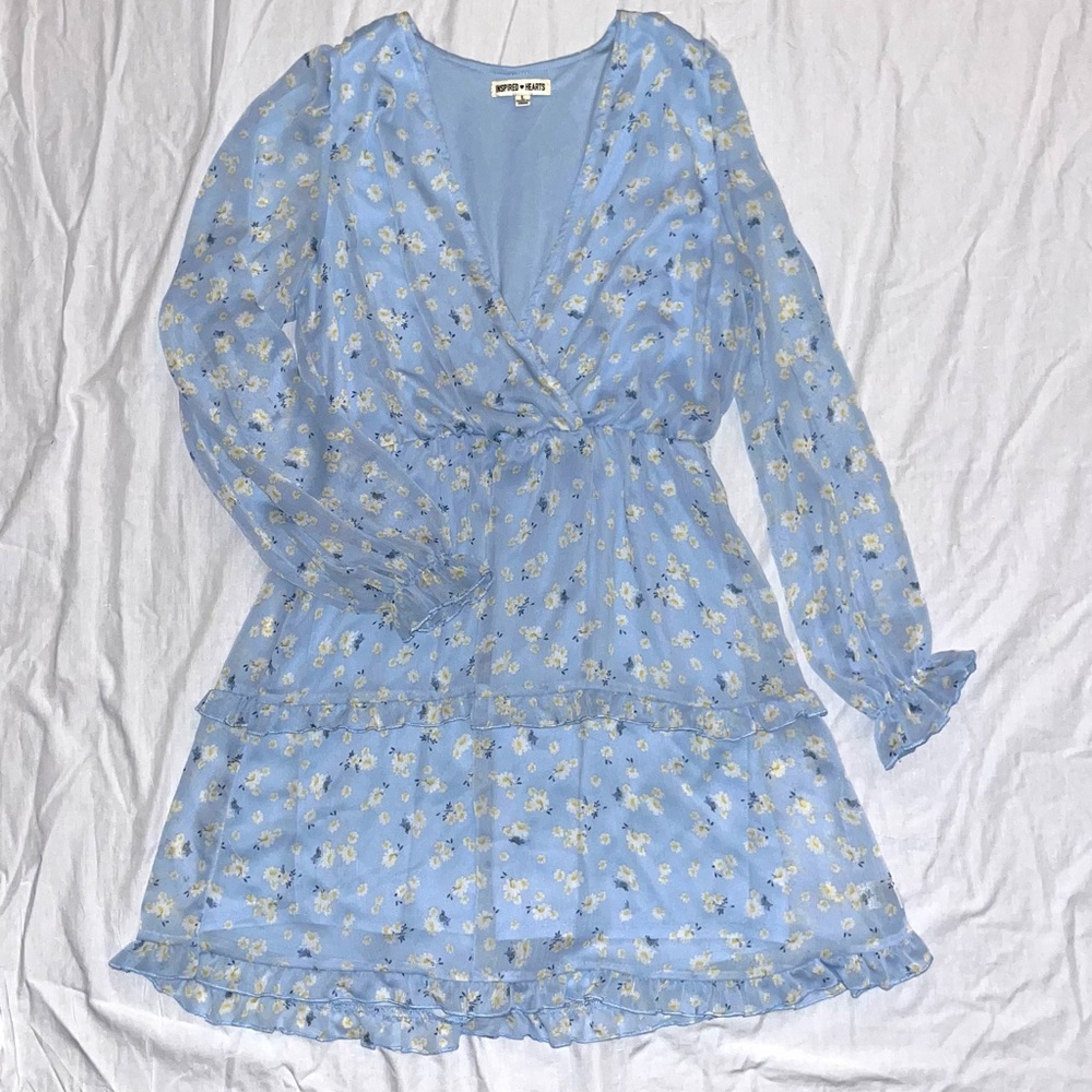 INSPIRED HEARTS Blue Daisy Flowy Dress